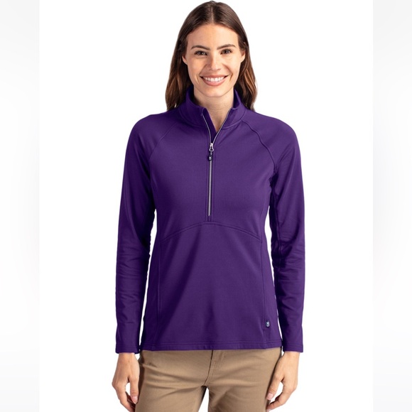 Cutter & Buck Adapt Recycled Half Zip Pullover size small college purple - Picture 3 of 9